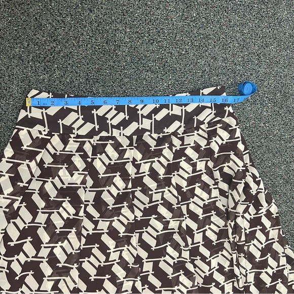 J. Crew Brown & Cream Houndstooth Pattern High-Waisted Midi Modest Skirt Sz L - Picture 11 of 12